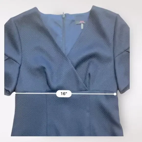 Trina Turk Navy Blue V Neck Tulip Sleeve Short‎ Shift Dress Size 8
